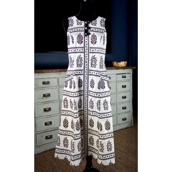 anthropologie woodblock midi dress